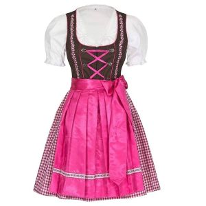 Adult Female Costumes to Hire - German Dress Gingham & pink belt